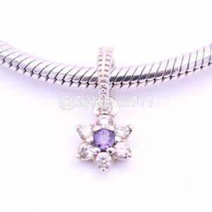 Authentic PANDORA Forget Me Not Flower Dangle with Purple Zirconia - 791833ACZ